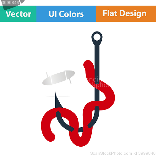 Image of Flat design icon of worm on hook