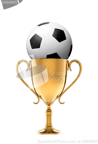 Image of golden trophy with soccer ball