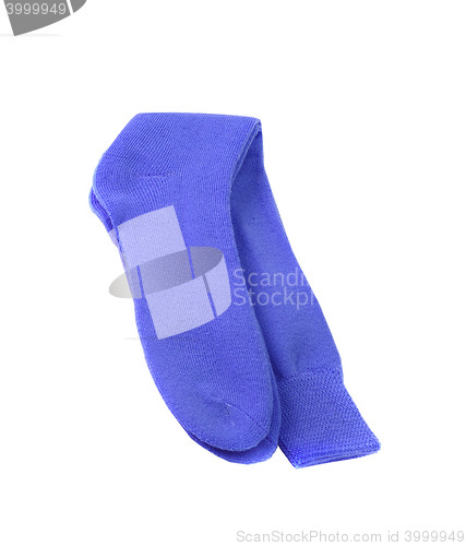 Image of Pair of purple male socks on white background