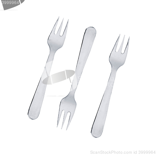 Image of shiny silver forks isolated
