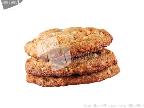 Image of Trio Of Chocolate Chip Cookies Isolated On White Background