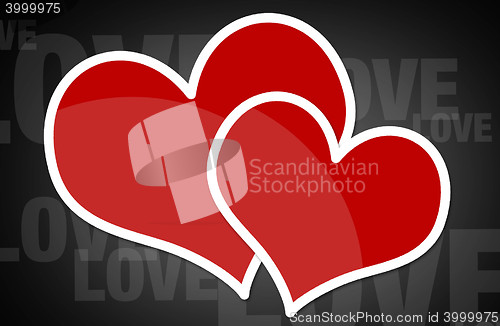 Image of Red heart on black background