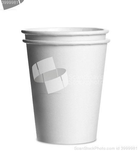 Image of paper cups isolated on white background