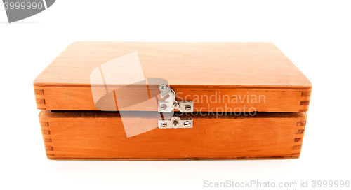 Image of Opened vintage wooden chest