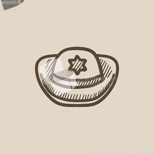 Image of Sheriff hat sketch icon.