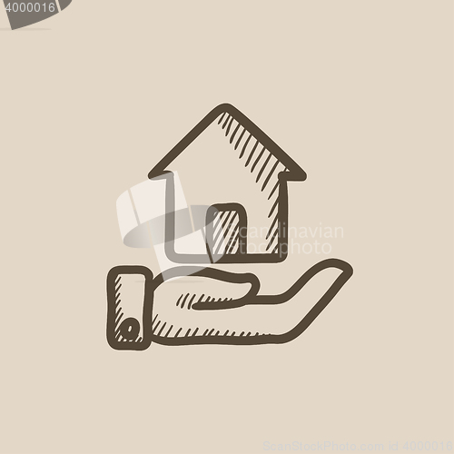 Image of House insurance sketch icon.