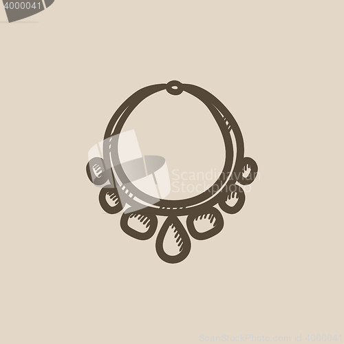 Image of Necklace with gems sketch icon.