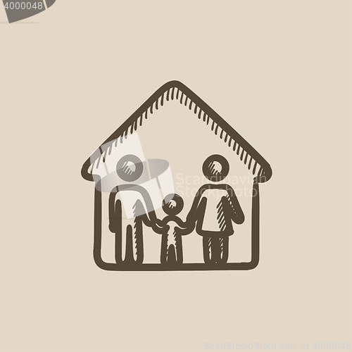 Image of Family house sketch icon.