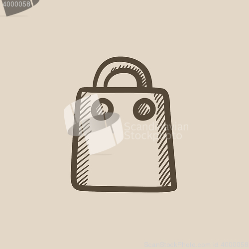 Image of Shopping bag sketch icon.