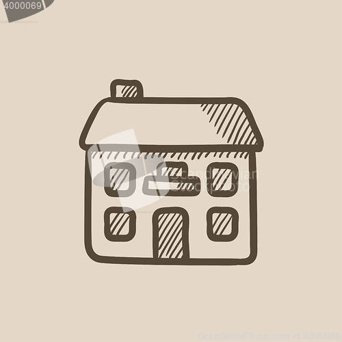 Image of Two storey detached house sketch icon.