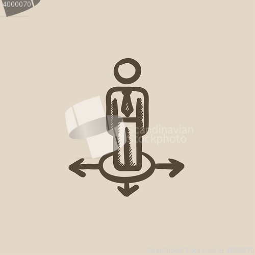 Image of Businessman in three ways sketch icon.