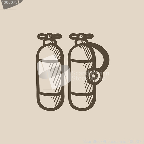 Image of Oxygen tank sketch icon.