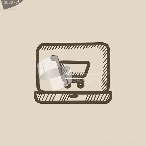 Image of Online shopping sketch icon. 