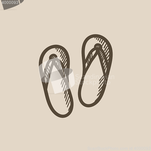 Image of Beach slipper sketch icon.