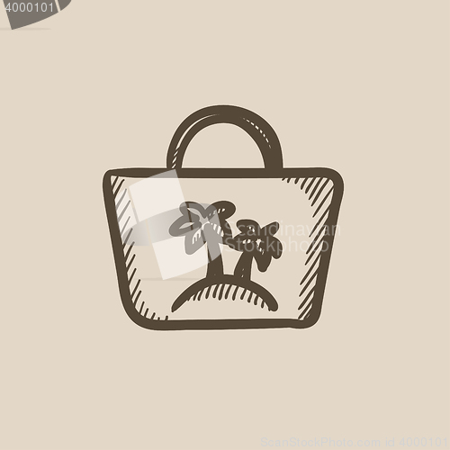 Image of Beach bag sketch icon.