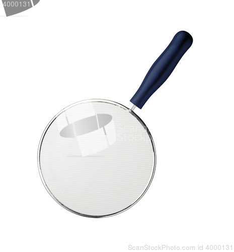 Image of Domestic metal sieve on white background