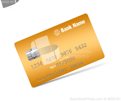 Image of Golden credit card on a white background