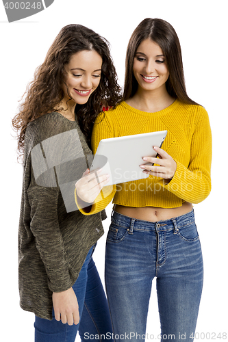 Image of Beautiful looking something on a tablet