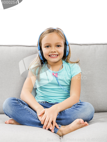 Image of Cute girl listen music