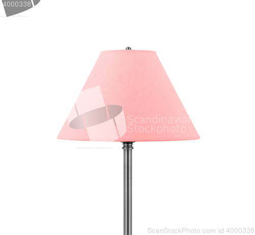 Image of Tall Lamp with pink shade isolated