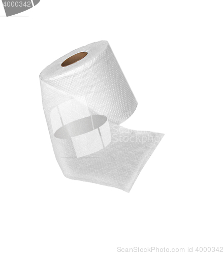 Image of one roll of soft toilet paper isolated on white