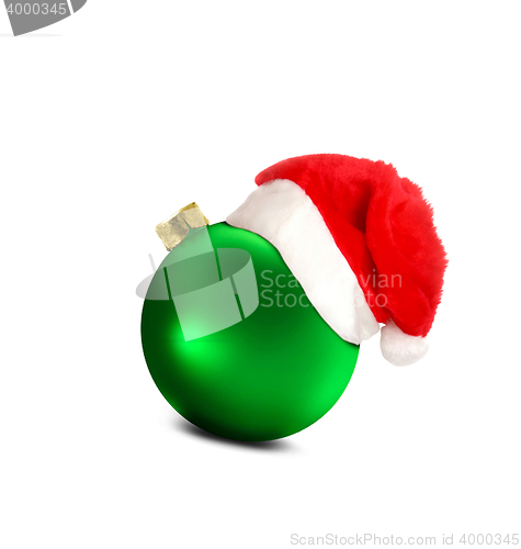 Image of green ball with christmas hat
