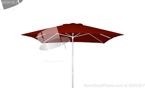 Image of Red beach umbrella isolated on white