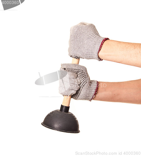 Image of man holding the old air eliminator