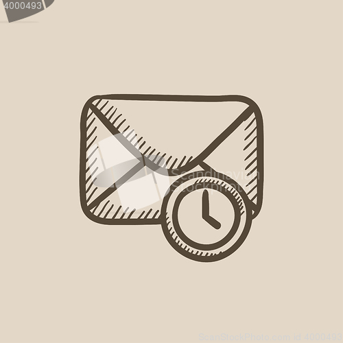 Image of Envelope mail with clock sketch icon.