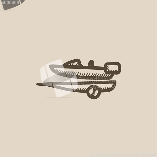 Image of Boat on trailer for transportation sketch icon.