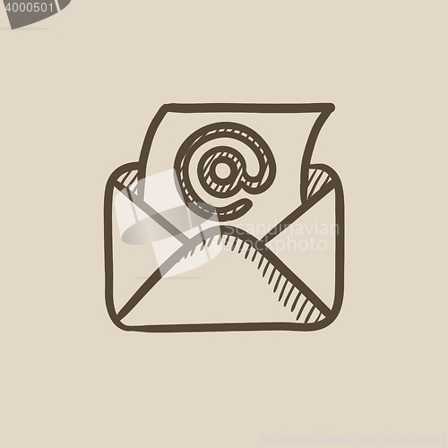 Image of Email envelope with paper sheet sketch icon.