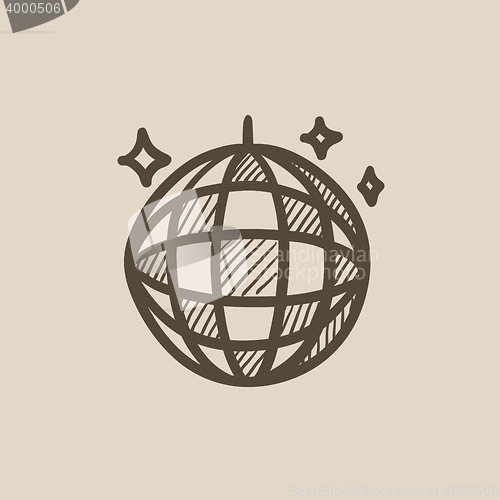 Image of Disco ball sketch icon.