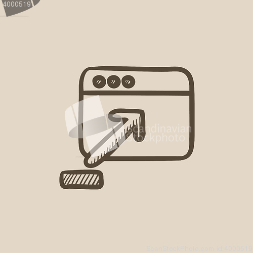 Image of Browser window with upload sign sketch icon.