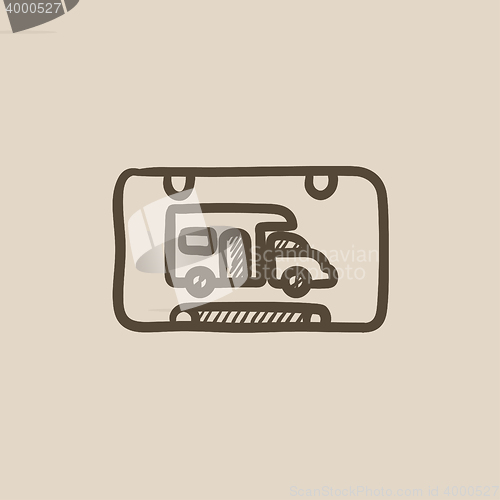 Image of RV camping sign sketch icon.