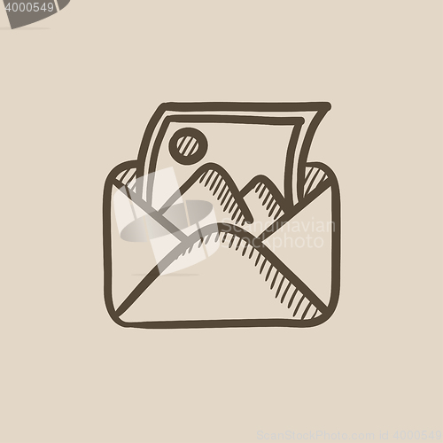 Image of Envelope mail with photo sketch icon.