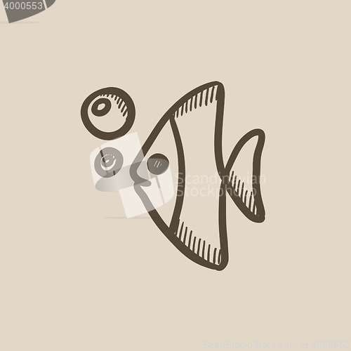 Image of Fish under water sketch icon.