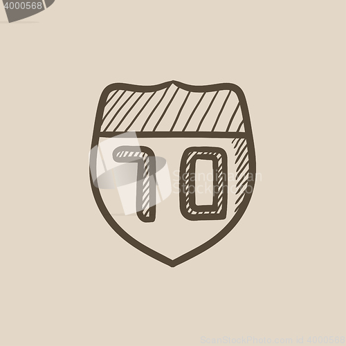 Image of Route road sign sketch icon.