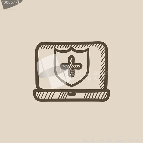 Image of Computer security sketch icon.