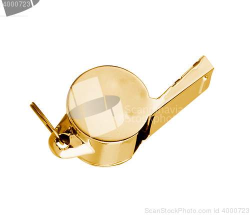 Image of Golden whistle pendant isolated on white