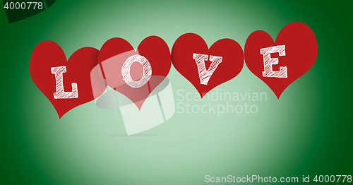 Image of hearts with text