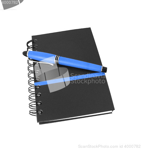 Image of Notebook and pen isolated on white background