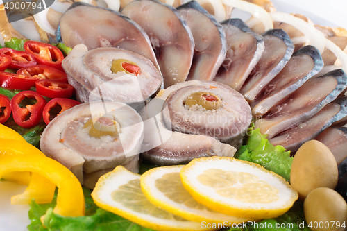 Image of fresh fish on dish close up