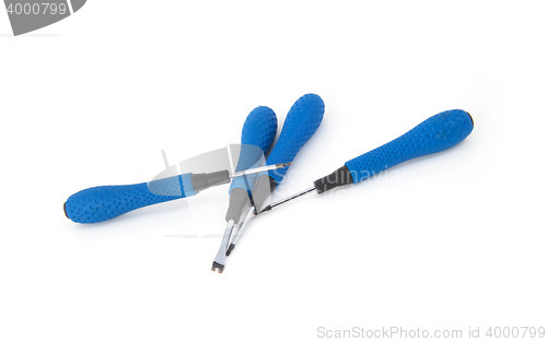 Image of Blue screwdrivers isolated on white