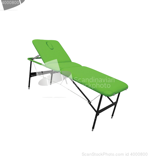Image of Objects on white: green massage table