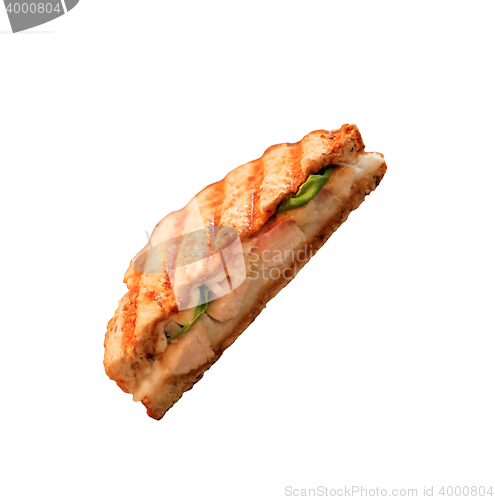 Image of Grilled sandwich or panini with melting cheese