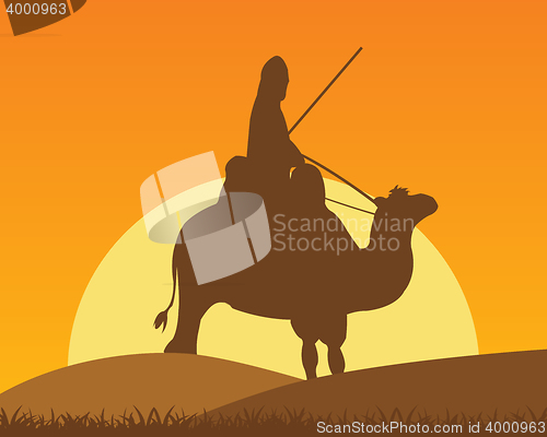 Image of Camel with horseman