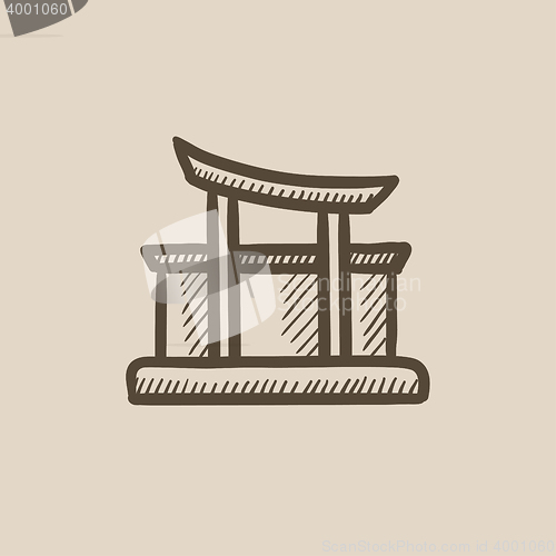 Image of Torii gate sketch icon.