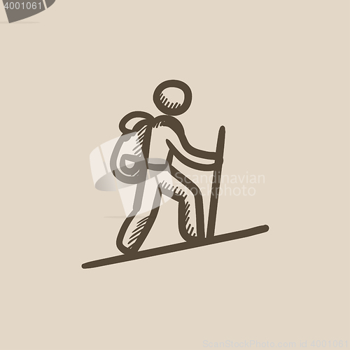 Image of Tourist backpacker sketch icon.
