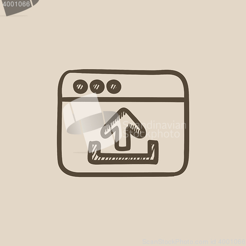 Image of Browser window with upload sign sketch icon.