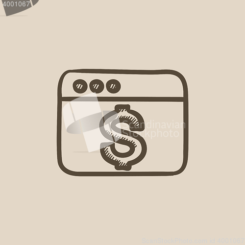 Image of Browser window with dollar sign sketch icon.